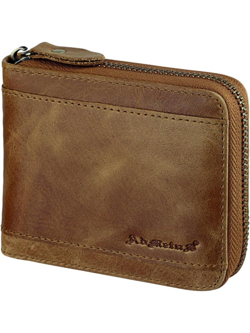 〽️Men Tan Leather RFID Blocking Wallets Zipper Bifold RFID Card Holder